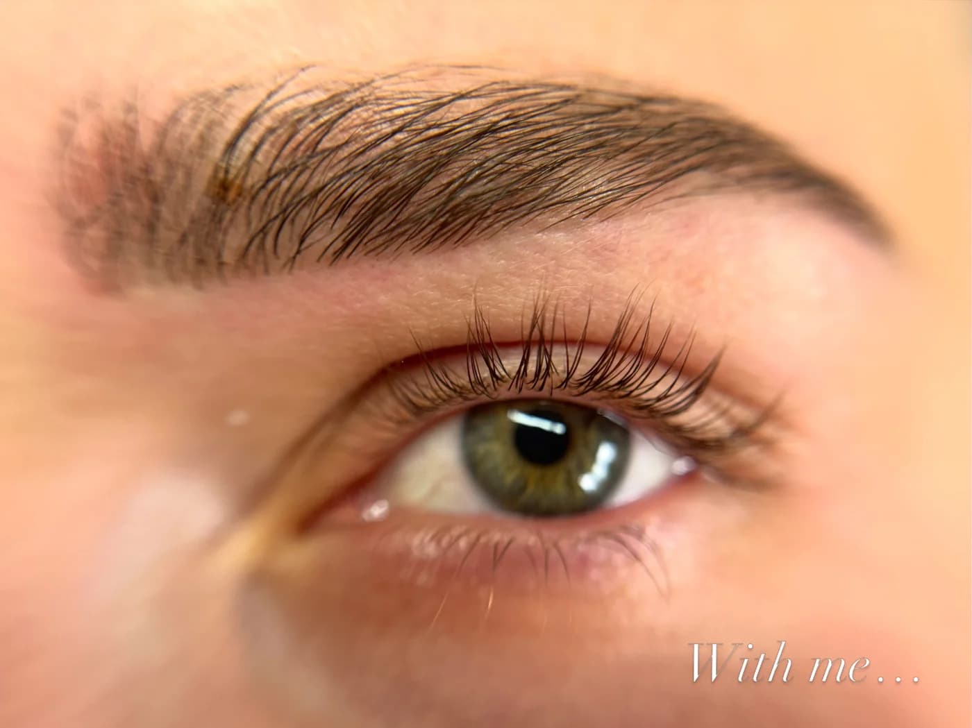 Nadiia’s real work: lifted and tinted natural lashes with brow shaping and tint.